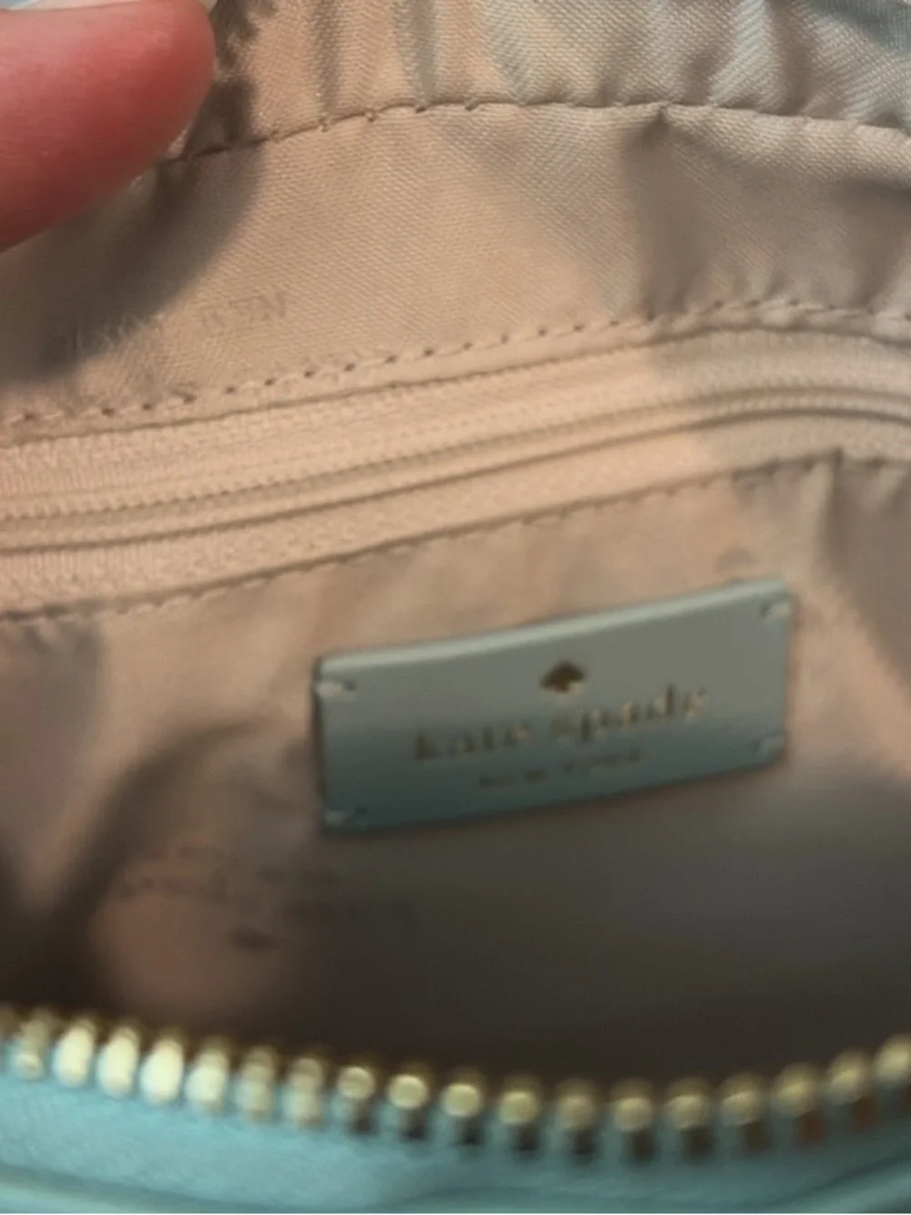kate spade Quilted Crossbody Bag in Light Blue with Gold Chain